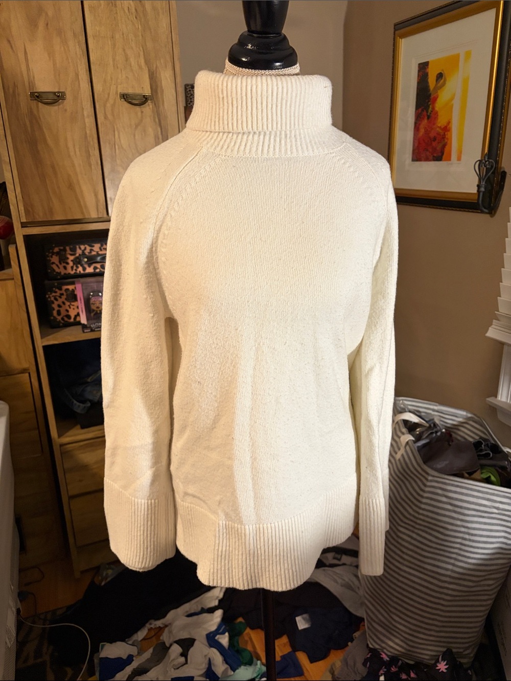 Cream Express Turtleneck Knit Sweater - Classic Cozy Women’s Pullover - Small